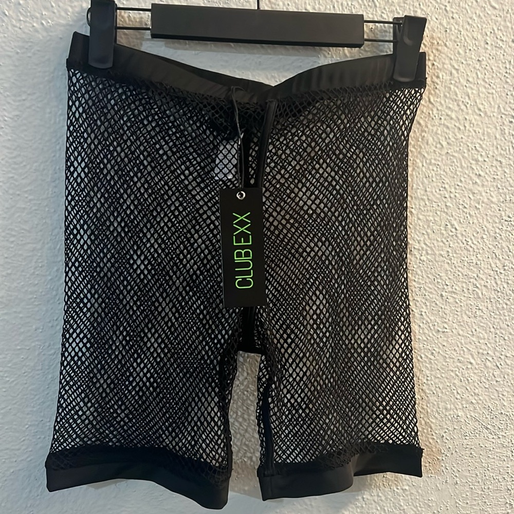 Black Fishnet Biker Shorts